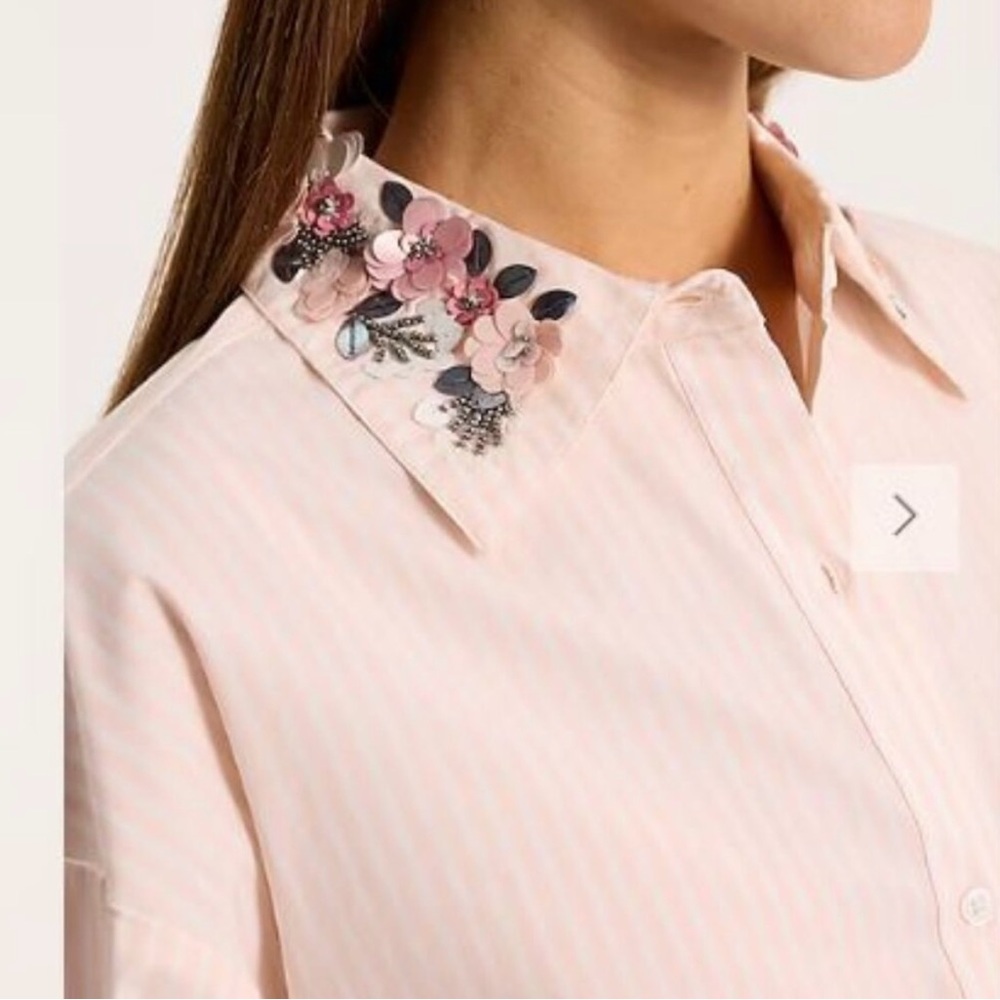 Embroidered Floral Collar Women's Top